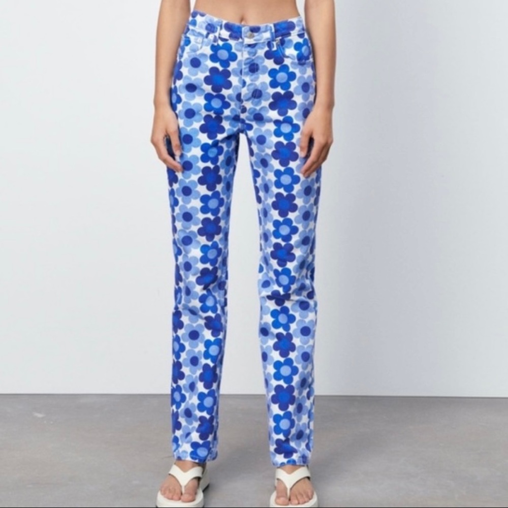 Zara Straight Leg Floral Pants - Picture 8 of 9